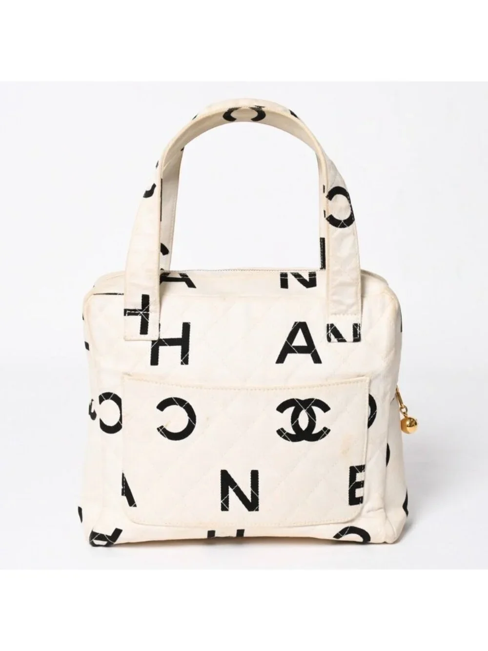 Chanel Mini Bag CC Logo Beige White Black Gold